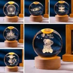 گوی شیشه ای چراغ دار زیر چوبی 6cm